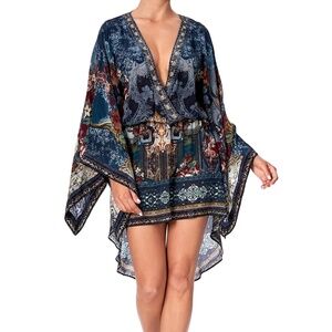 Camilla Kimono Sleeves V-Neck Surplice Mini Dress *Hotel Boheme* 100% Silk